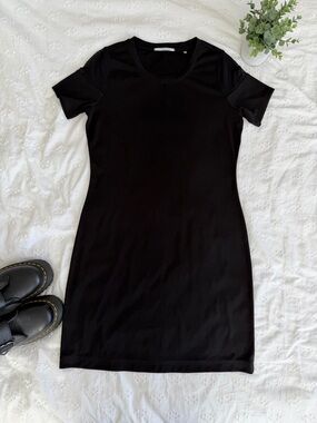 T Tahari Black Dress with Mesh Shoulder Inserts